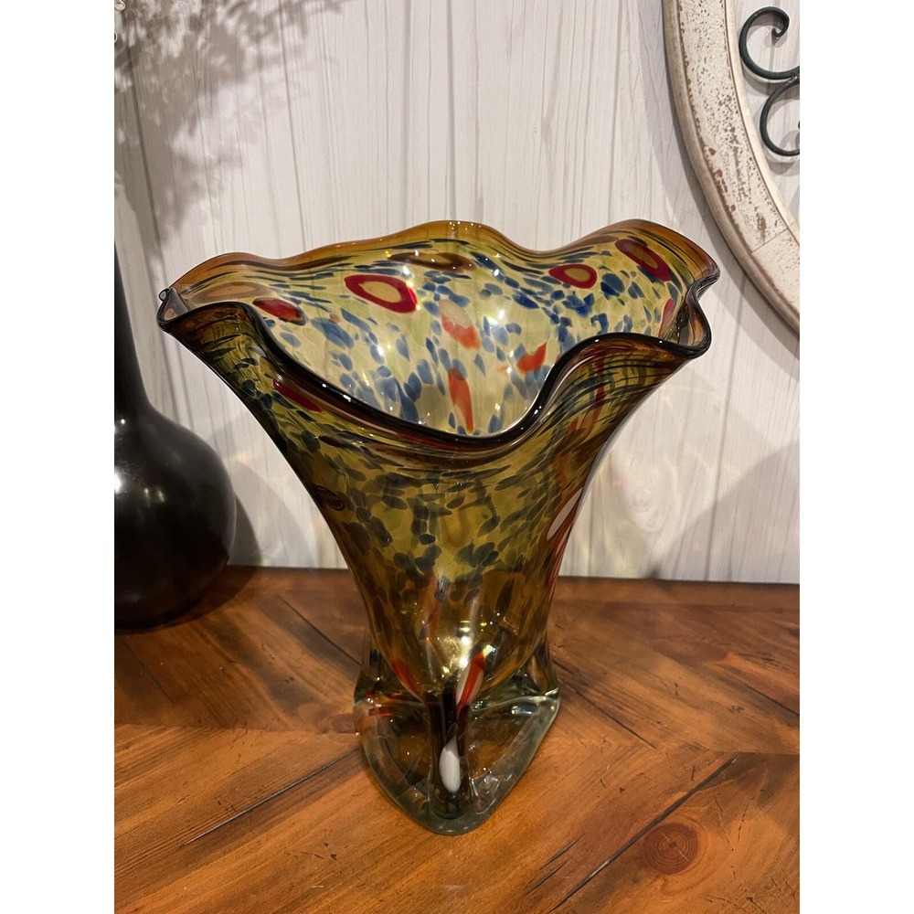 Vintage Glass Jozefina 1960 Makora Krosno Poland Vase Art Glass Vintage